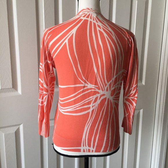 J crew leaf flower crop v neck cardigan orange - Picture 3 of 11